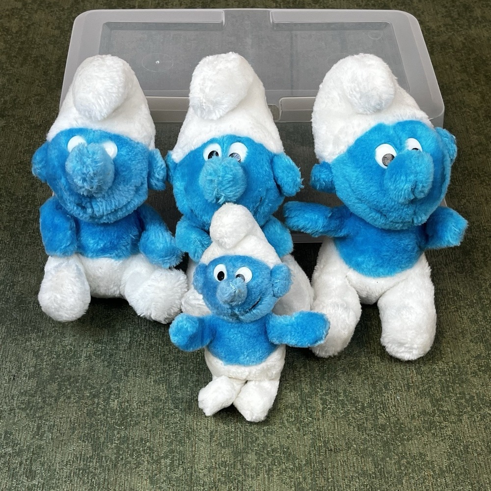 4 Vintage Smurfs Plush Stuffed Animals from‎ 1980